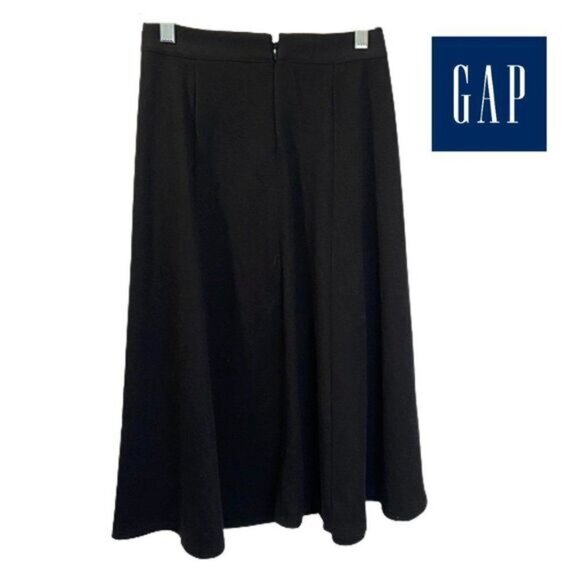 Gap Womens Black Midi Skirt Size 0P Polyester Blend A-Line Back Zip Closure - Picture 2 of 5